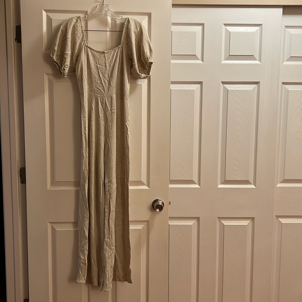 ASOS Beige Linen Jumpsuit 0